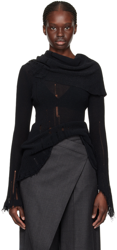 Acne Studios Black Distressed Sweater In Ahb Brown/black
