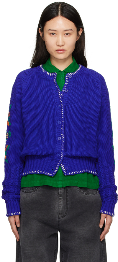 Ymc You Must Create Blue Lotus Cardigan In 40-blue