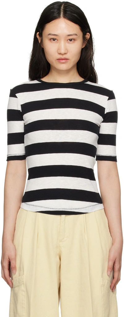 Ymc You Must Create Black & White Striped T-shirt In 10-white-black