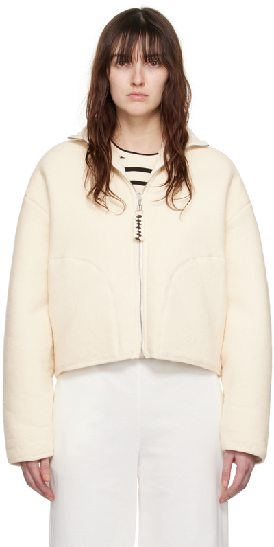 Jil Sander Off-white Stand Collar Jacket In 106 Eggshell