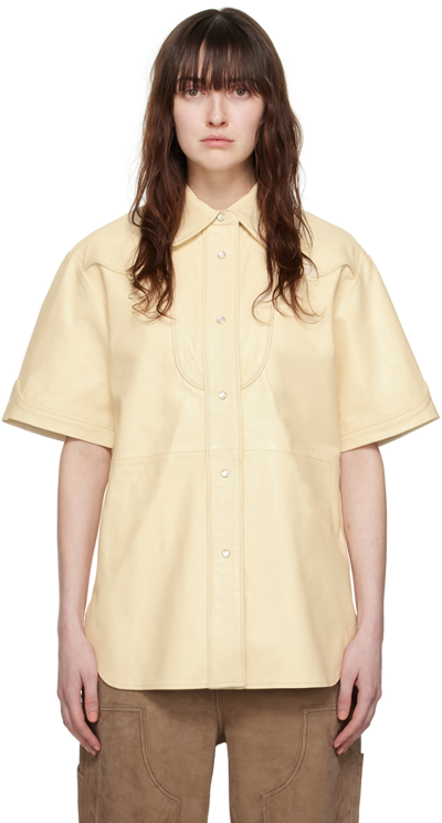 Stand Studio Off-white Saloon Leather Shirt In Cream
