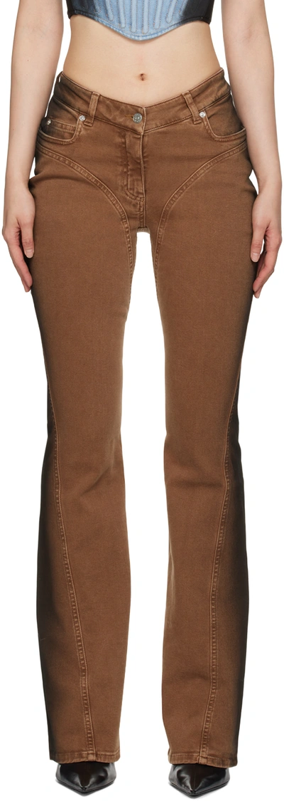 Mugler Tan Gradient Jeans In B399 Cinnamon/black