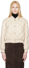 MAX MARA BEIGE THE CUBE QUILTED REVERSIBLE DOWN BOMBER JACKET
