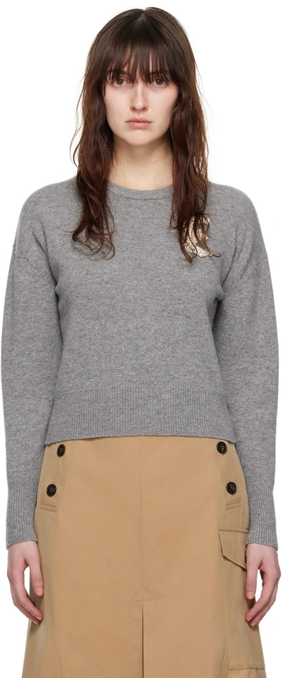 Erdem Bead-embellished Merino Wool Sweater In Grey Melange