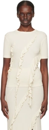 Acne Studios Beige Ruffle T-shirt In Ae9 Ecru Beige