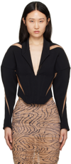 Mugler Black Spiral Illusion Blazer In Black Nude 1