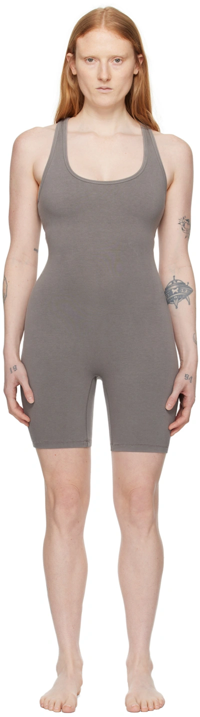 Skims Grey Outdoor Mid Thigh Jumpsuit In Smoke