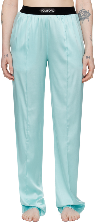 Tom Ford Satin Pants In Blue