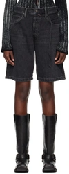 ACNE STUDIOS BLACK CINCH DENIM SHORTS