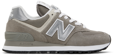 New Balance Womens 574 Logo-embossed Woven Low-top Trainers Grey White G In Grau
