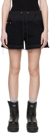 SACAI BLACK PANELED DENIM SHORTS