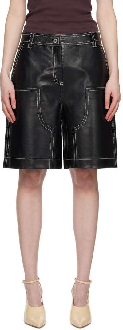 Stand Studio Black Rue Leather Shorts