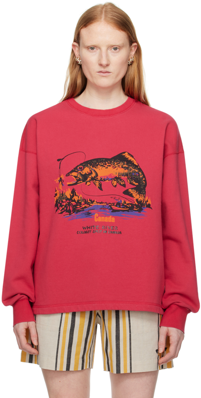 Bode Pink 'white River' Sweatshirt In Red Red