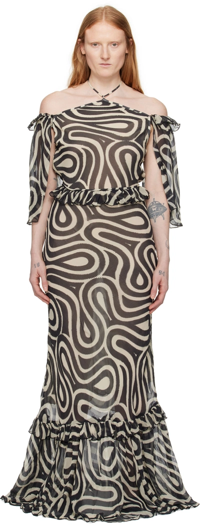 Bode Comber Ruffled Printed Silk-chiffon Maxi Dress In Multi Multi