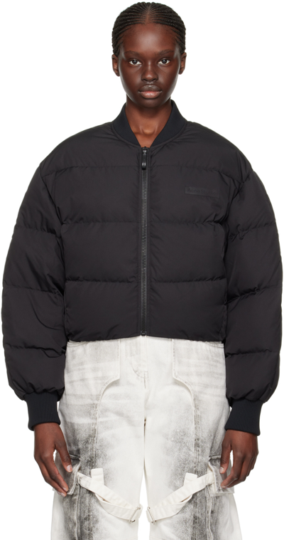 Acne Studios Black Quilted Down Bomber Jacket In 969 Washed Black