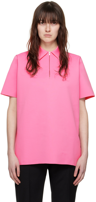 Jil Sander Zipped Polo Shirt In Pink