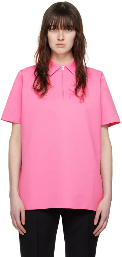 Jil Sander 拉链polo衫 In Pink