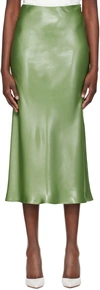 Hugo Boss Green Metallic Midi Skirt In 358 Open Green
