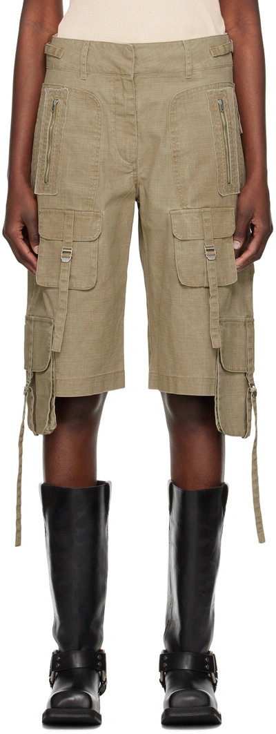 Acne Studios Ralanta Cotton Cargo Shorts In Cvi Khaki Beige