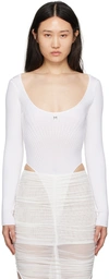 Mugler White Scoop Neck Bodysuit In 1016 Warm White