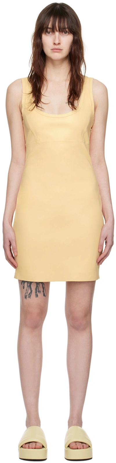 Stand Studio Yellow Sawyer Faux-leather Minidress In Ivory