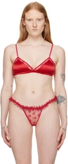 Le Petit Trou Red & Pink Rose Soft Bra In Pink/red