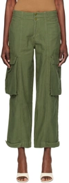 FRAME GREEN WIDE LEG CARGO PANTS