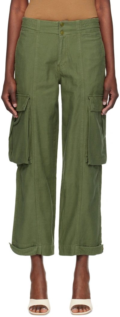 FRAME GREEN WIDE LEG CARGO PANTS