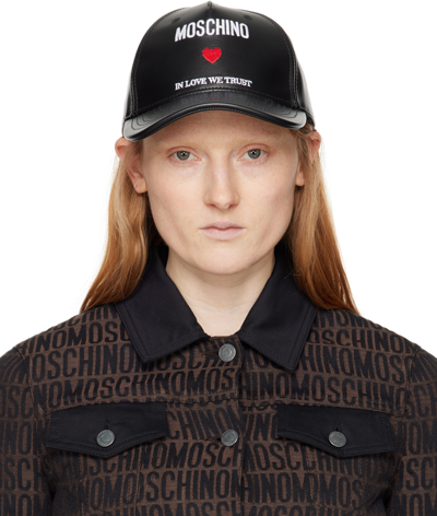 Moschino Black 'in Love We Trust' Cap In A1555 Fantasy Black