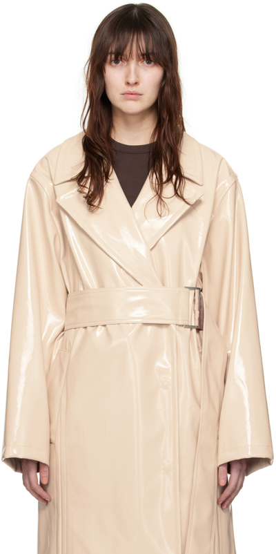 Stand Studio Beige Henriette Faux-leather Trench Coat In Cream