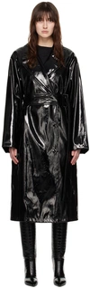 STAND STUDIO BLACK HENRIETTE FAUX-LEATHER TRENCH COAT