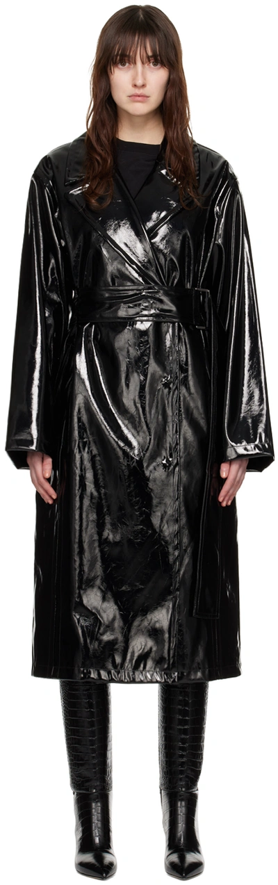 Stand Studio Black Henriette Faux-leather Trench Coat