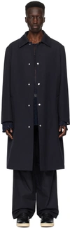 Jil Sander Single-breasted Gabardine Wool Coat In 401 Navy
