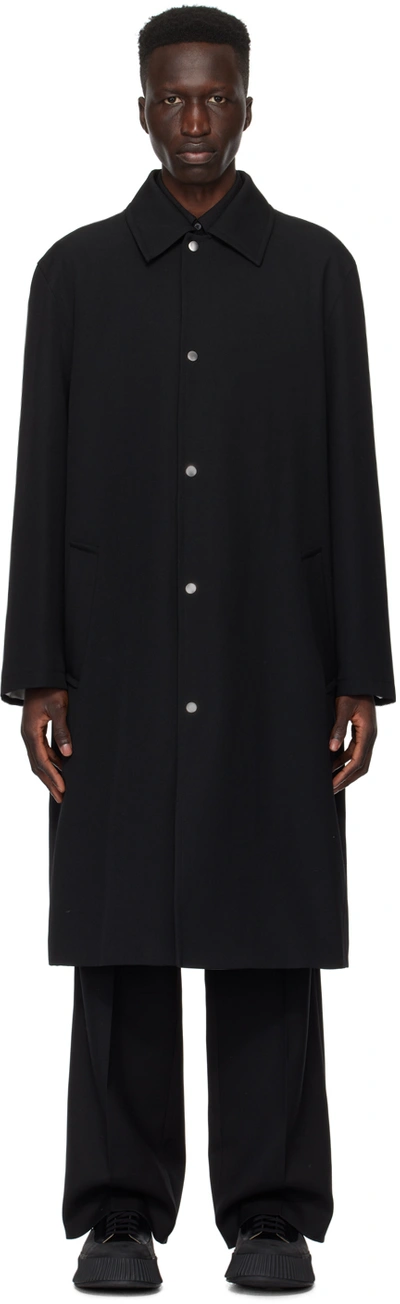 Jil Sander Black Press-stud Coat In 001 Black