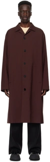 JIL SANDER BURGUNDY SINGLE-BREASTED COAT