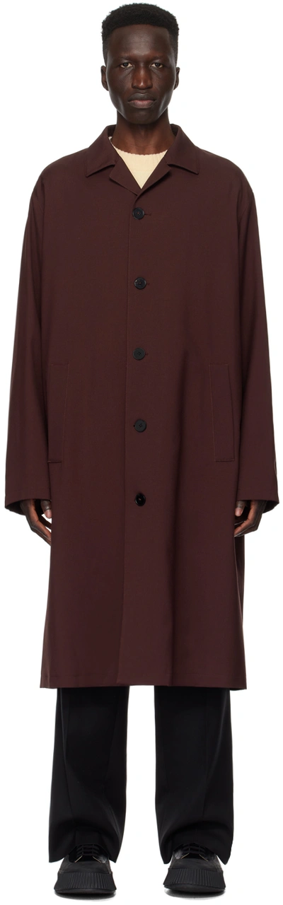 Jil Sander Burgundy Single-breasted Coat In 206 Chestnut Brown