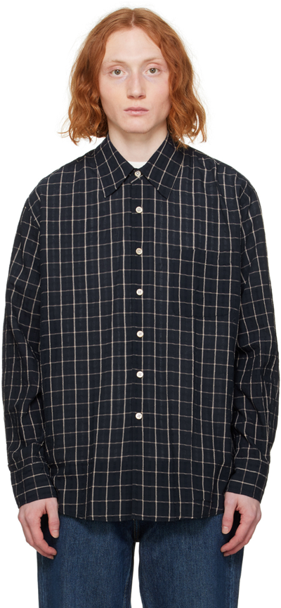 Our Legacy Above Checked Cotton-blend Shirt In Blue