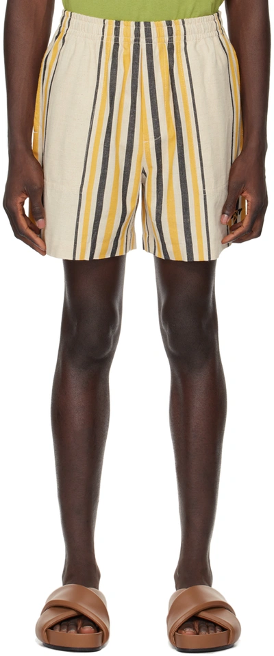 BODE BEIGE & ORANGE NAMESAKE STRIPE SHORTS