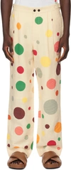 Bode Off-white Dotted Appliqué Trousers In Crmlt
