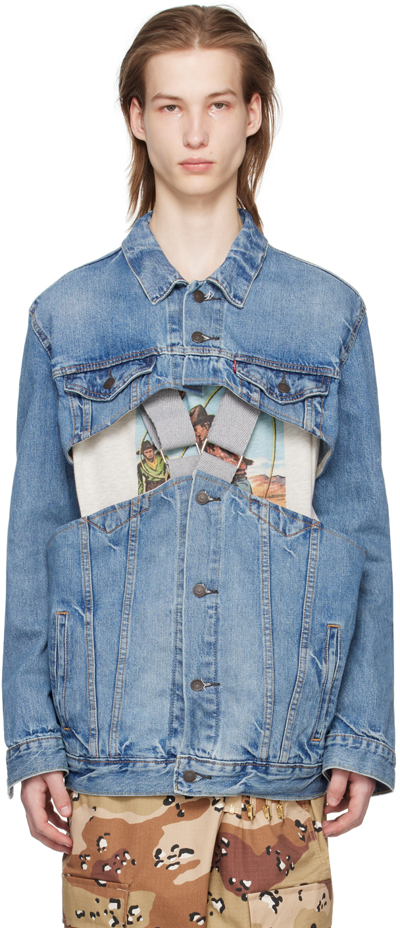 Bless Blue Denim Jacket & Vest Set In Vintage Pieces