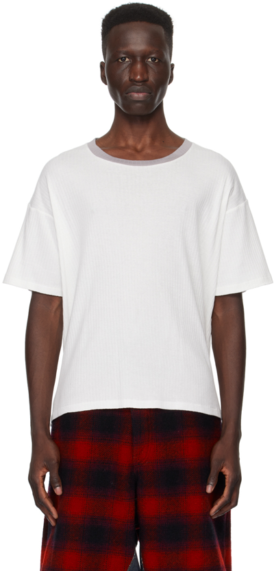 Bode White Rib Boxy T-shirt In Cream