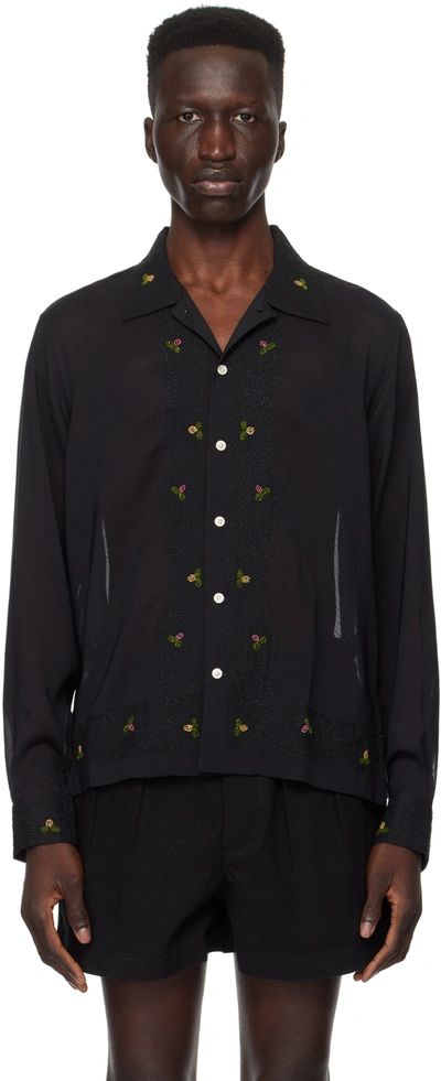 Bode Black Beaded Framboise Shirt In Bkmlt