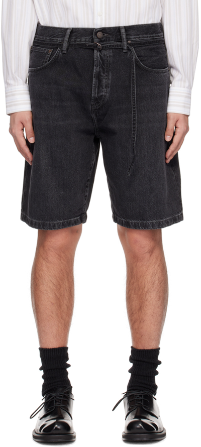 Acne Studios Black Faded Denim Shorts In 900 Black