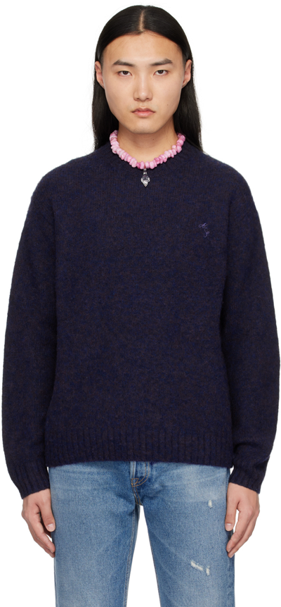 Acne Studios Navy Embroidered Sweater In Dkb Deep Blue