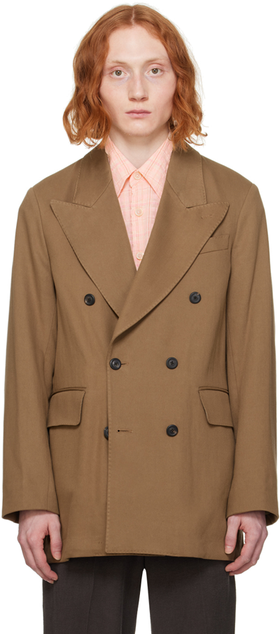 Our Legacy Brown Sharp Db Blazer In Olive Broken Sateen