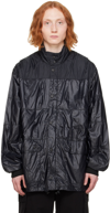 Our Legacy Exhaust Puffa Techno Fabric Jacket In Black Rubberized Nyl