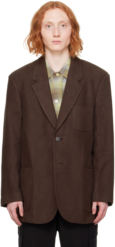 Our Legacy Embrace Oversized Linen Blazer In Brown