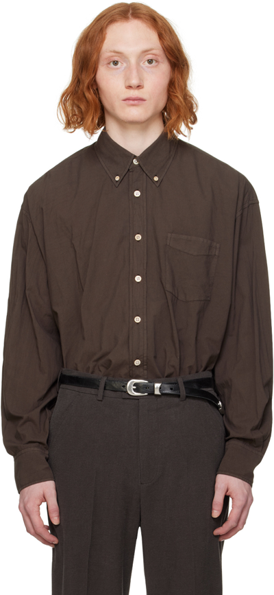 Our Legacy Brown Cotton Button Down Borrowed Bd Shirt In Blue