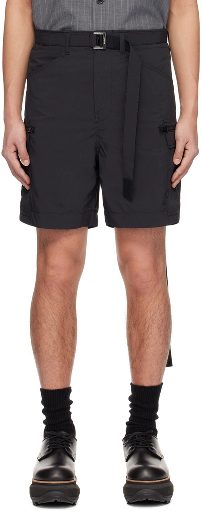 Sacai Black Belted Shorts In 001 Black