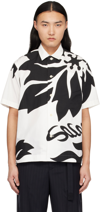 Sacai Floral Embroidered Patch Poplin Shirt In 152 Off Whitexblack